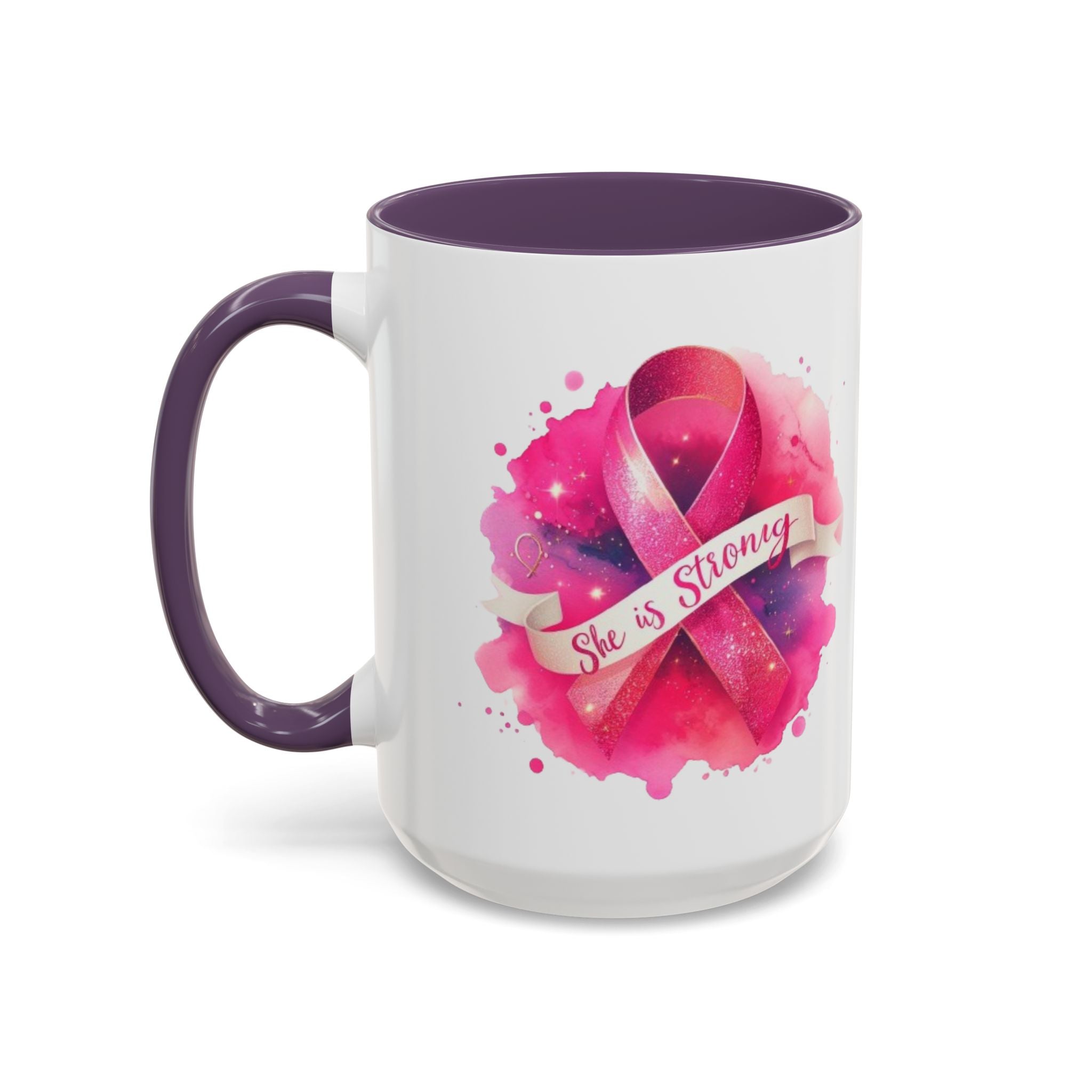 Empowering Pink Ribbon Coffee Mug | She is Strong | Gift for Cancer Awareness, Inspirational Drinkware, Office Mug, Motivational [...]