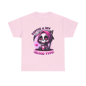 grim reaper coffee is my blood type Unisex Heavy Cotton Tee by the x m world
