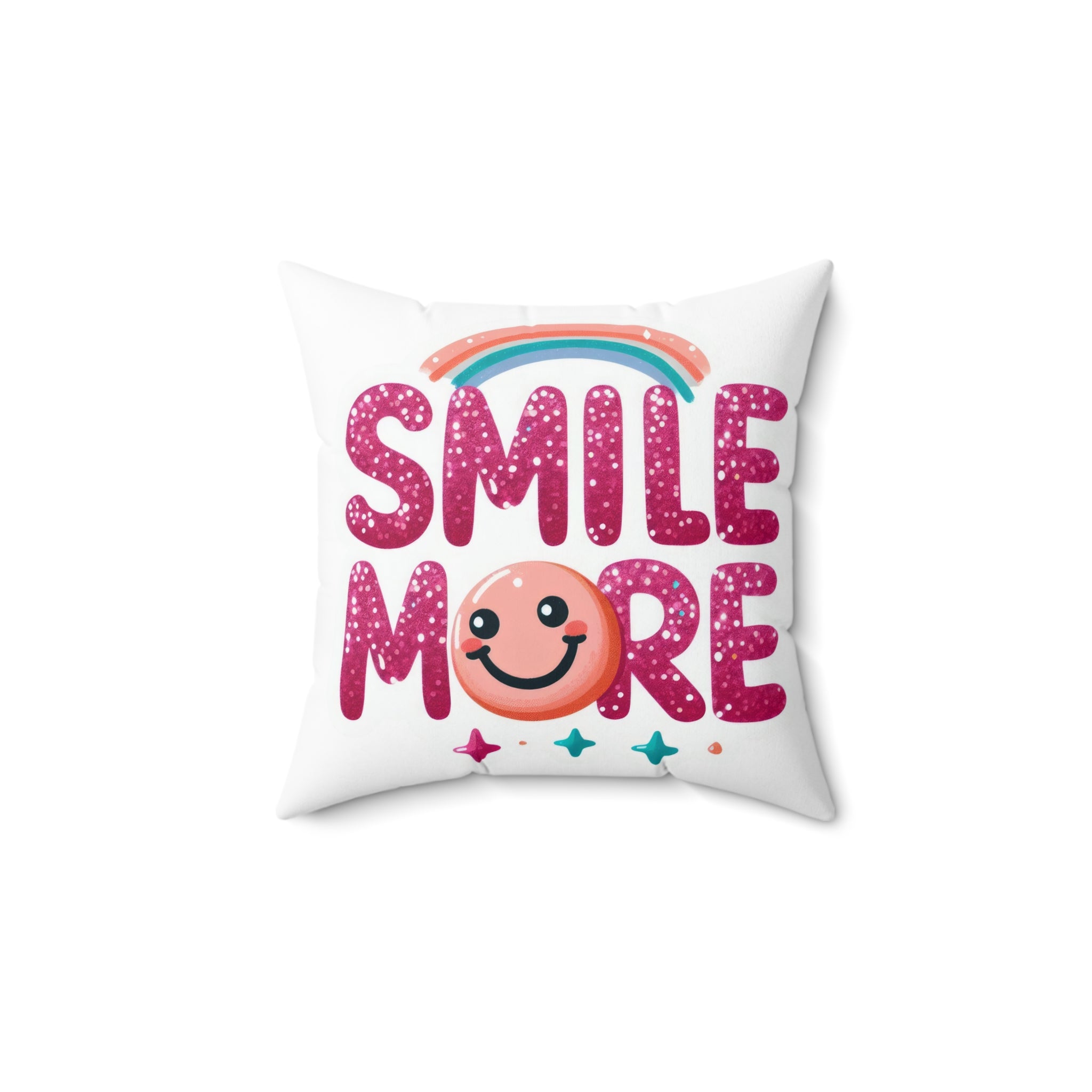 Smile More Decorative Pillow — Cute Rainbow Smiley Accent Cushion