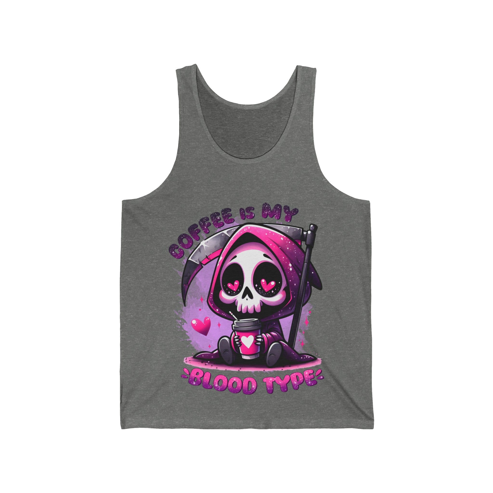 grim reaper coffee is my blood type Unisex Jersey Tank by the x m world