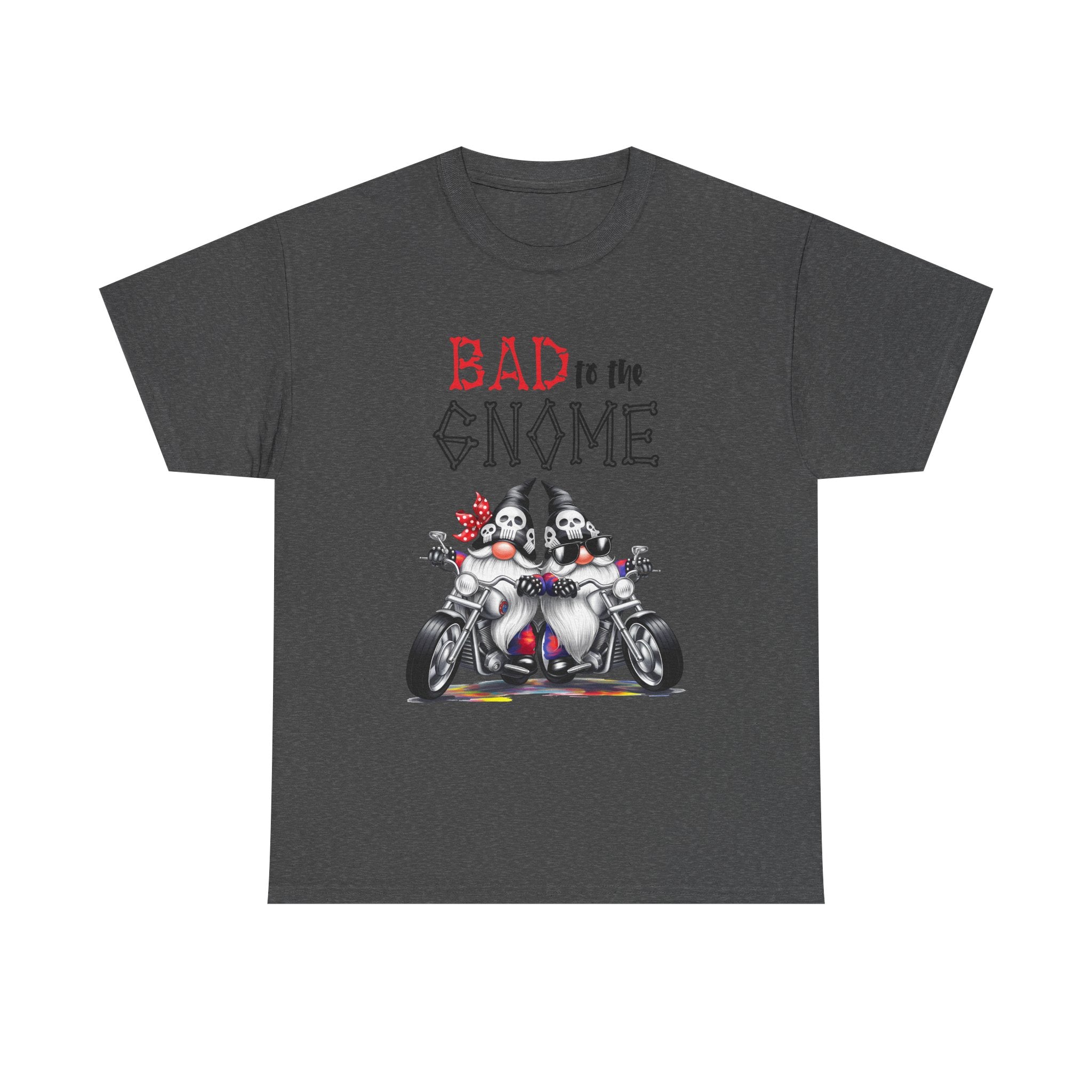 Bad to the Gnome Unisex Heavy Cotton Tee - Fun and Whimsical Biker Shirt