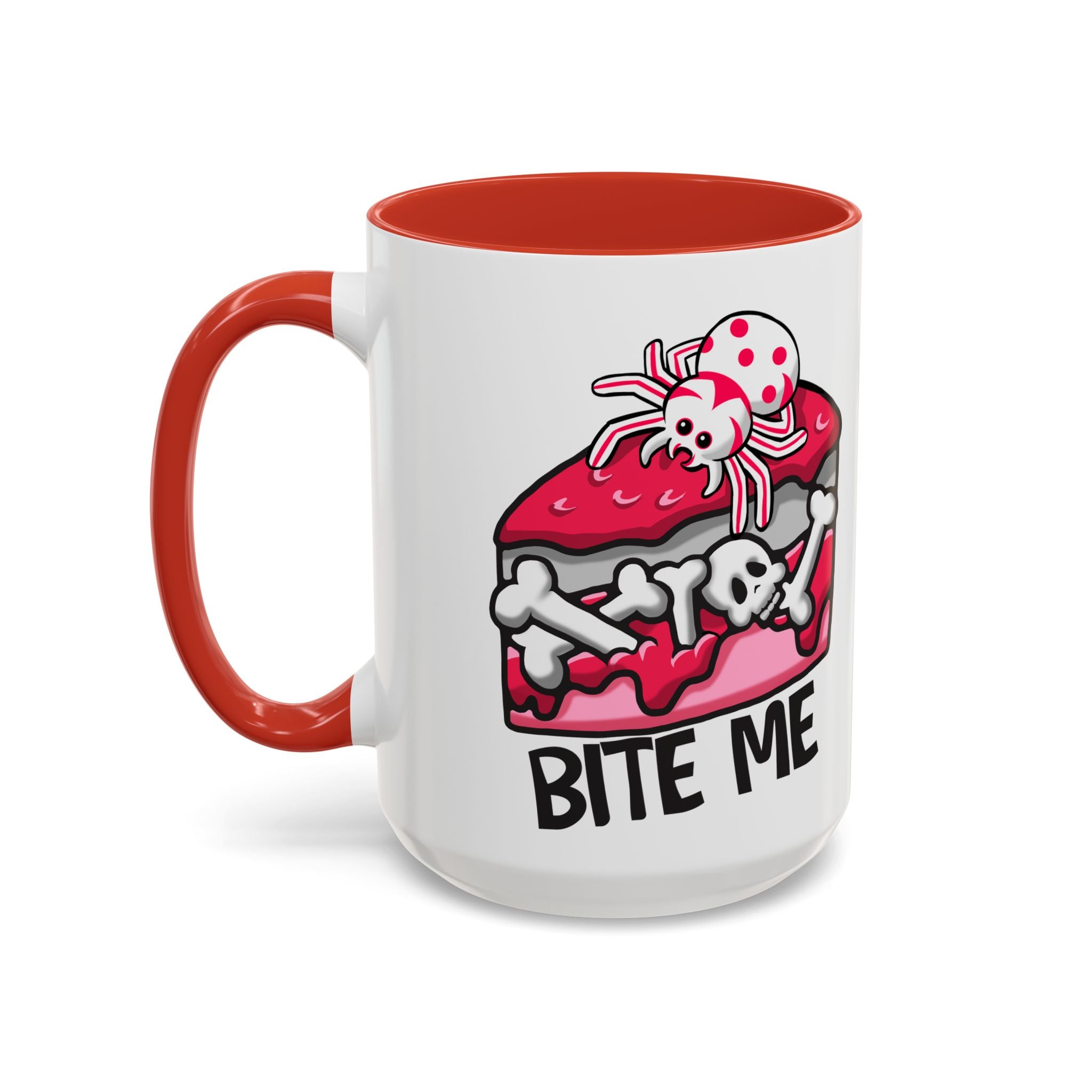 Bite Me Coffee Mug — Cute Creepy Spider Cake Accent Mug anti valentine