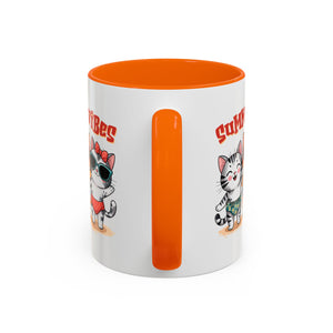 Summer Vibes Cat Coffee Mug - Fun Accent Mug for Cat Lovers