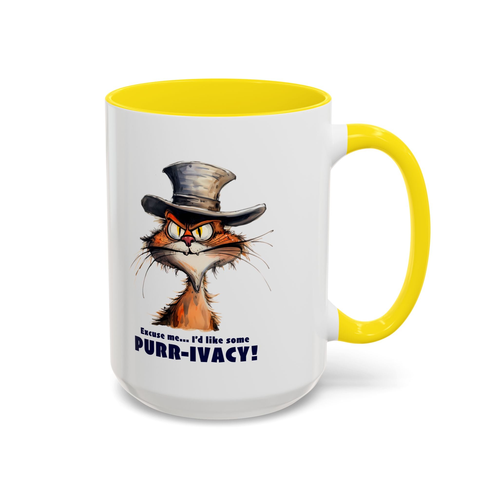 Funny Cat Coffee Mug - Purr-ivacy & Puppy Humor, Gifts for Cat Lovers, Home Office Accessories, Birthday, Pet Owner Mug