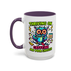 Thriving on Caffeine Mug | Funny Owl Coffee Cup | Gift for Coffee Lovers | Cute Kitchen Decor | Birthday, Holiday Gift
