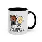 Stay Positive Accent Coffee Mug - 11oz & 15oz - Cute Light Bulb & Battery Design