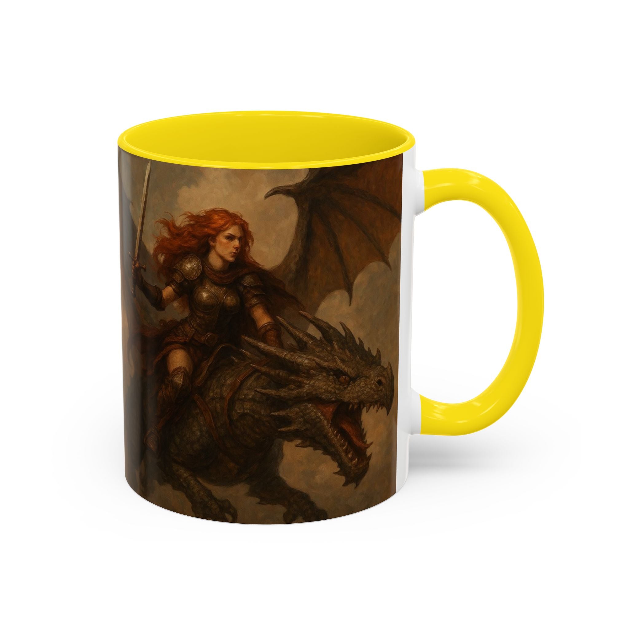 Fantasy Dragon Rider Coffee Mug gothic woman warrior queen