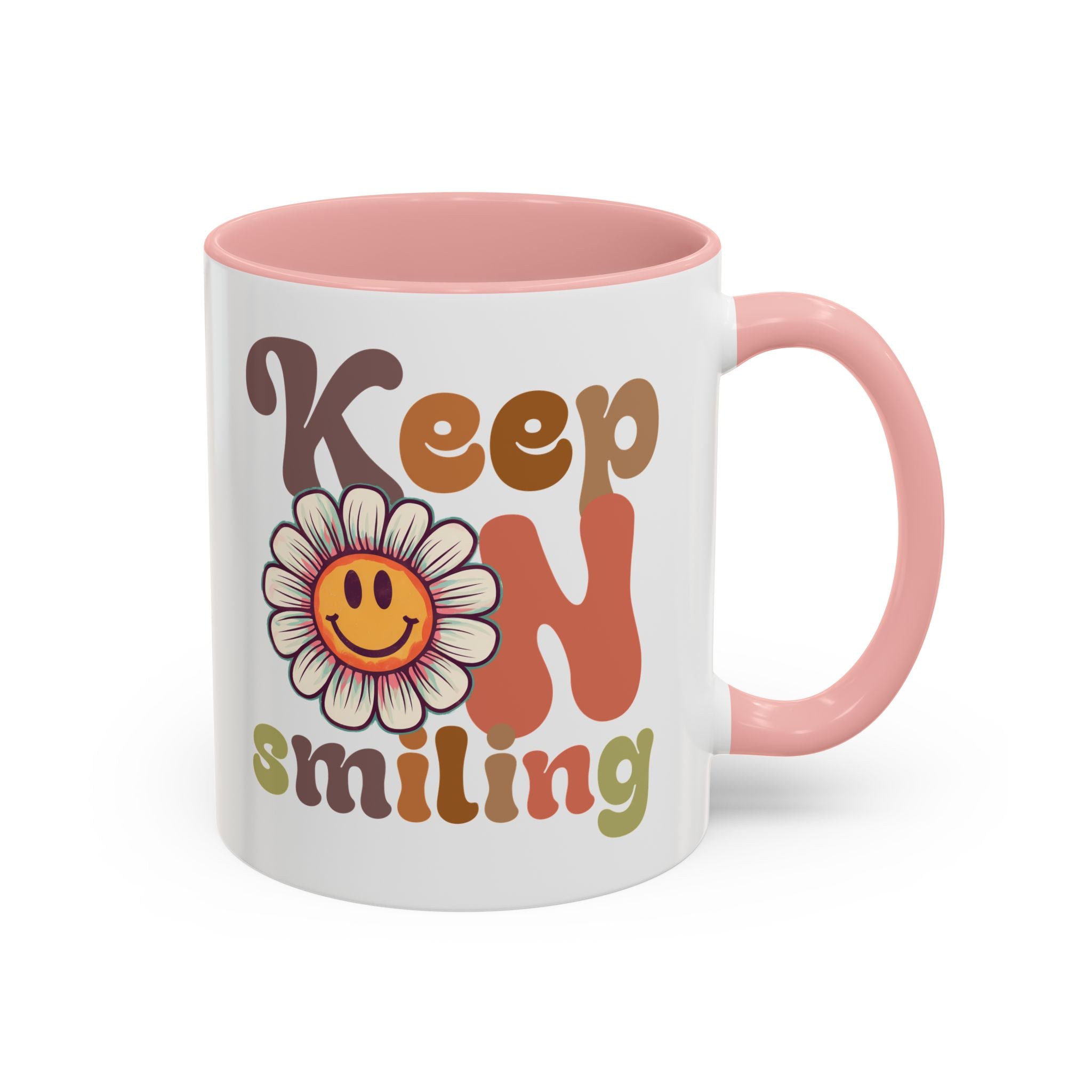 Keep Smiling Floral Coffee Mug - Cheerful 11 & 15oz Accent Mug for Daily Motivation