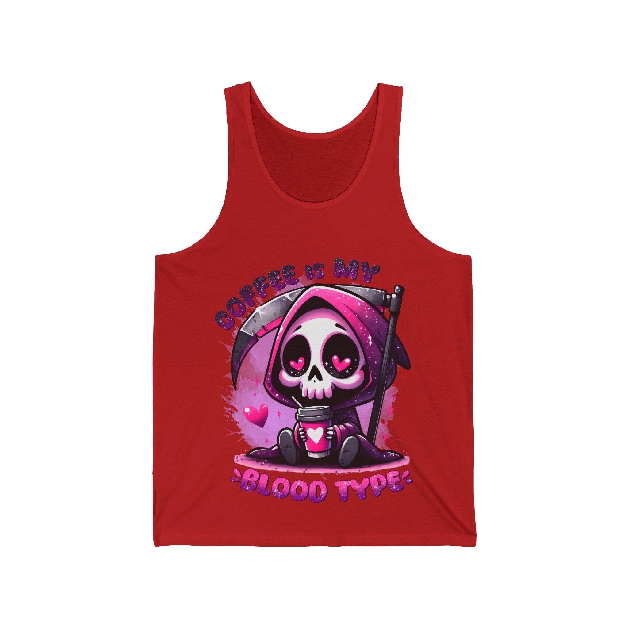 grim reaper coffee is my blood type Unisex Jersey Tank by the x m world
