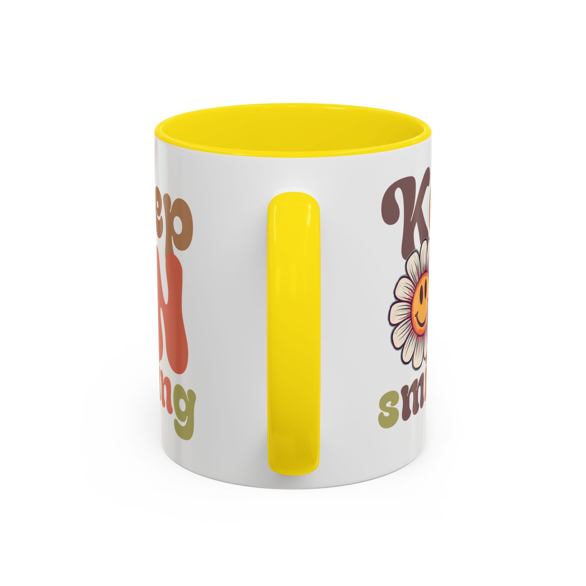 Keep Smiling Floral Coffee Mug - Cheerful 11 & 15oz Accent Mug for Daily Motivation