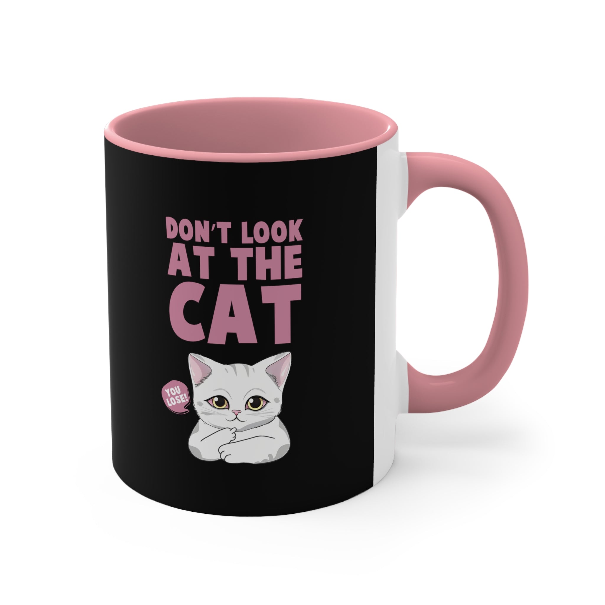 funny don't look at the cat Accent Coffee Mug, 11oz animal lovers gift