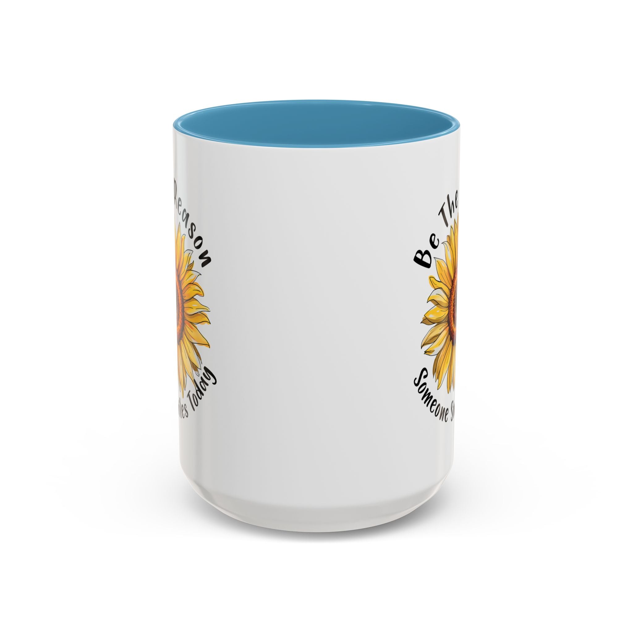 Sunflower Smile Accent Coffee Mug - Cheerful Gift for Friends, Inspirational Mug, 11oz/15oz, Daily Motivation, Brighten Someone's Day