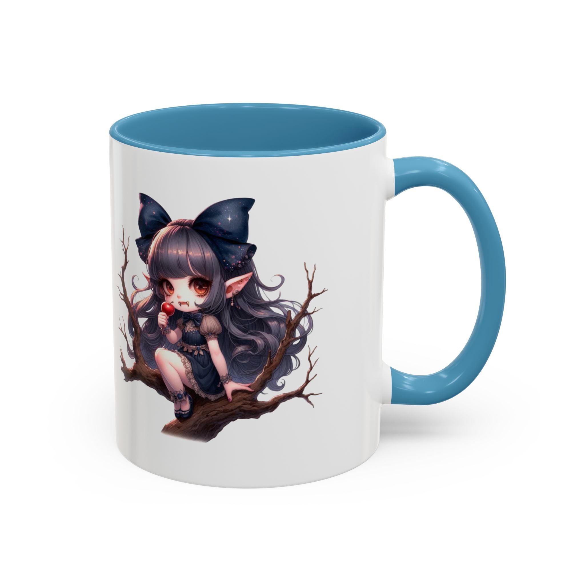 gothic vampire girl in tree horror art Accent Coffee Mug (11, 15oz) png16