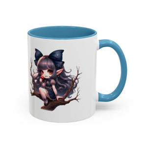 gothic vampire girl in tree horror art Accent Coffee Mug (11, 15oz) png16