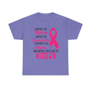 Hope Support Cotton Tee for Fighters and Survivors, Awareness T-Shirt, Breast Cancer Gift, Inspirational Apparel, Unisex Charity Shirt