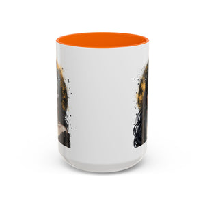 Gothic Art Accent Mug - Artistic Skull & Lady Design, Unique Coffee Cup for Halloween, Gift for Her, Decorative Kitchenware, Dark Aesthetic