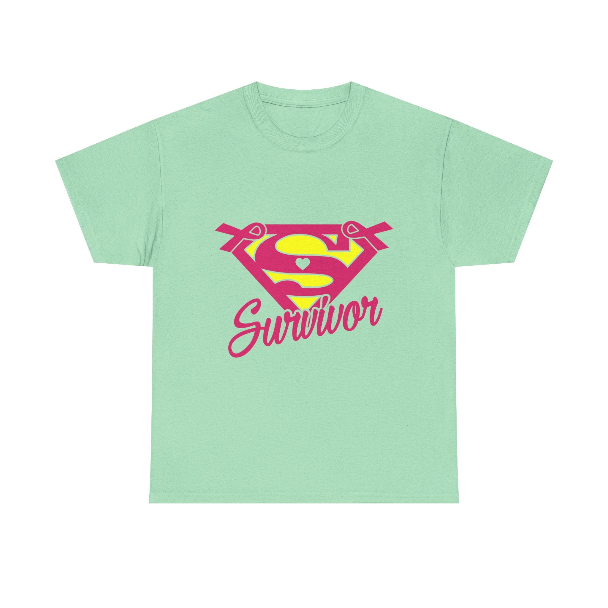 Super Survivor Unisex Heavy Cotton Tee, Support Cancer Awareness Shirt, Inspirational T-Shirt, Gift for Survivors, Motivational Apparel