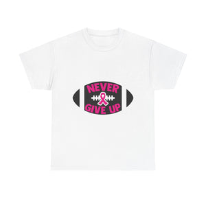 Motivational Football Tee, Never Give Up Shirt, Unisex Cotton T-shirt, Support Awareness, Athletic Gift, Sportswear, Inspirational Apparel
