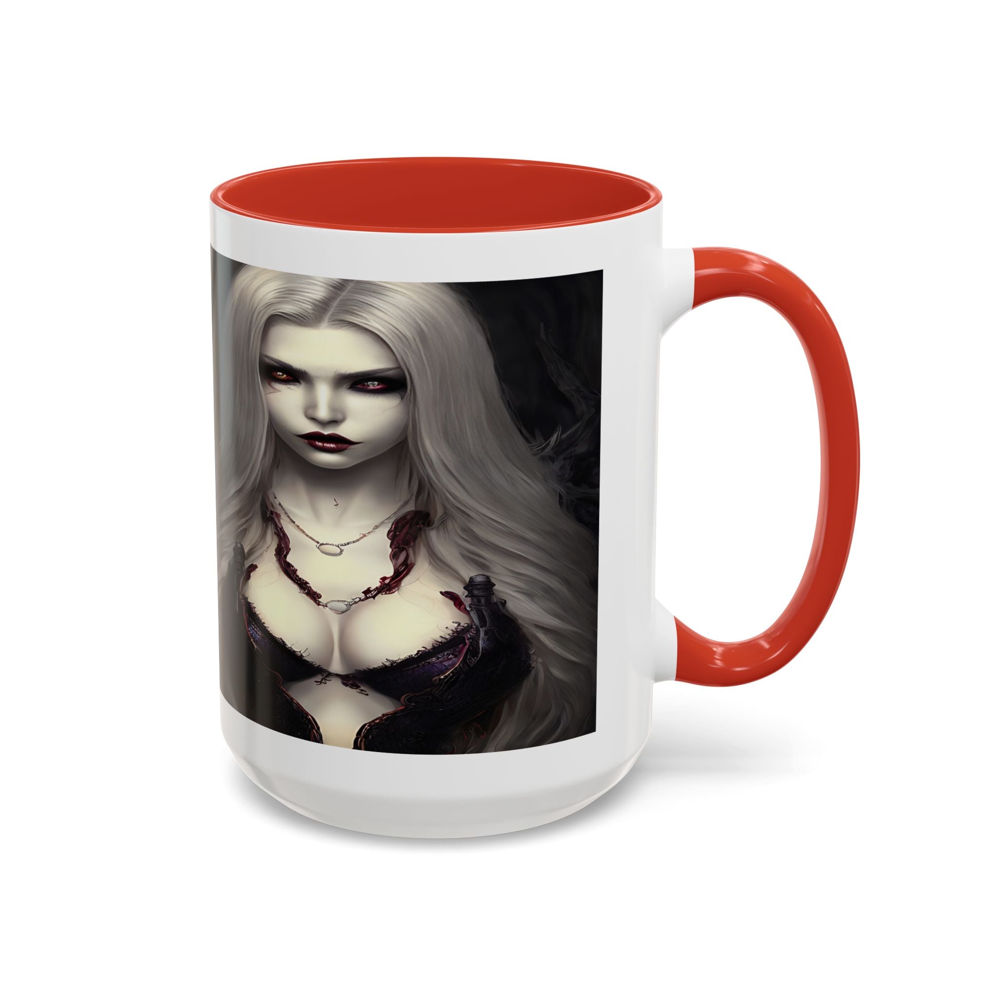 sexy busty woman vampire Gothic Fantasy Coffee Mug - 11oz & 15oz horror art