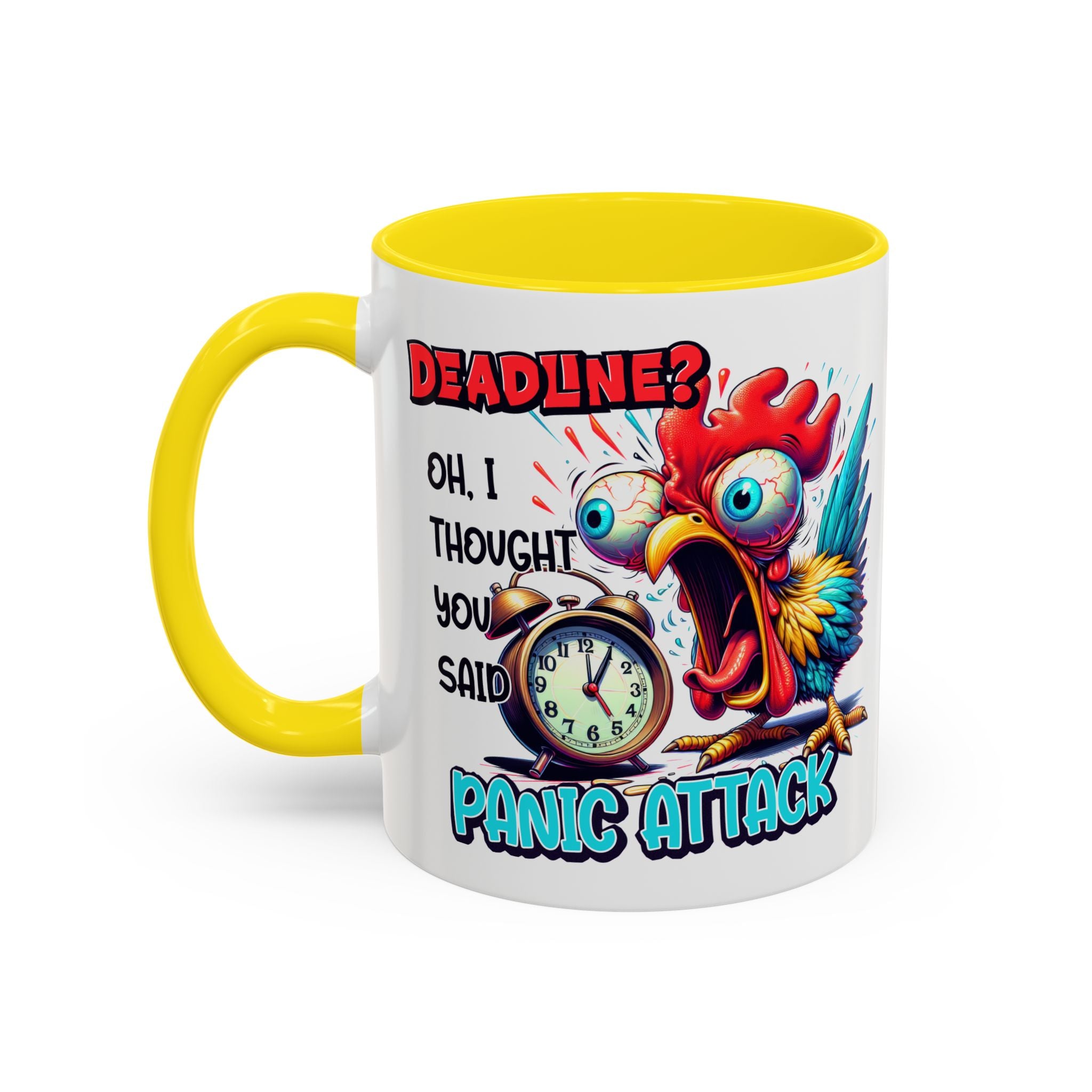Funny Panic Attack Coffee Mug, Quirky Rooster Mug for Stress Relief, Gift for Teachers, Office Humor, Coworker Gift, Fun Coffee Cup