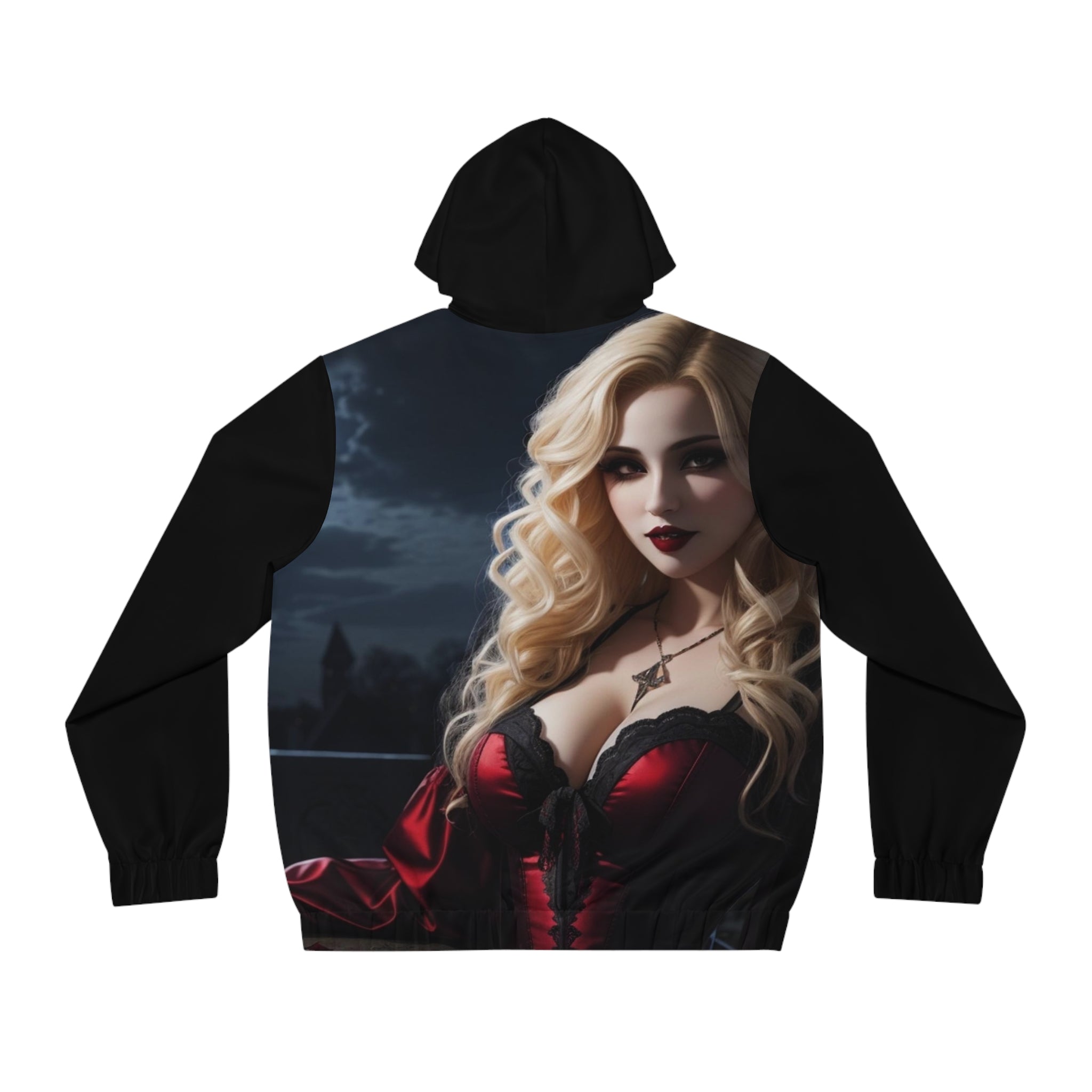 Sexy blonde vampire drinking blood  Men's Full-Zip Hoodie (AOP)