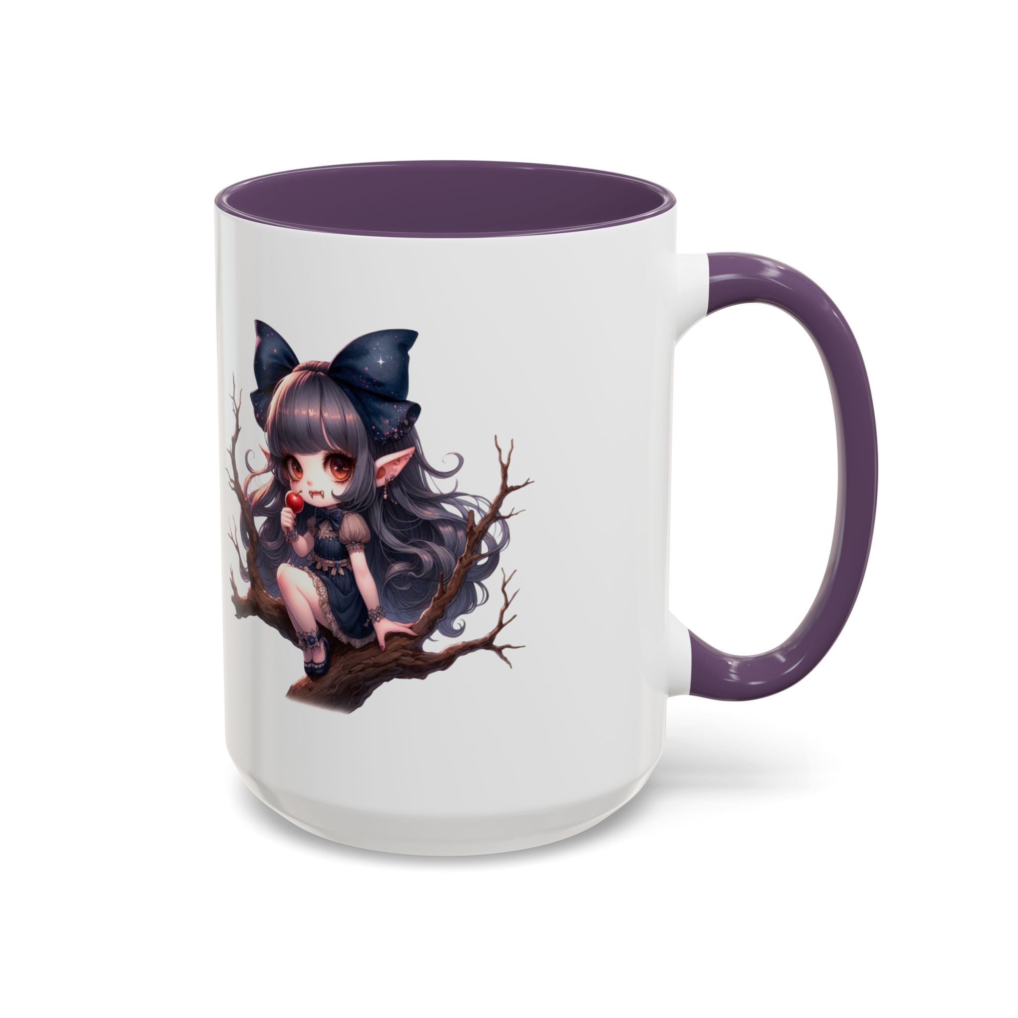 gothic vampire girl in tree horror art Accent Coffee Mug (11, 15oz) png16