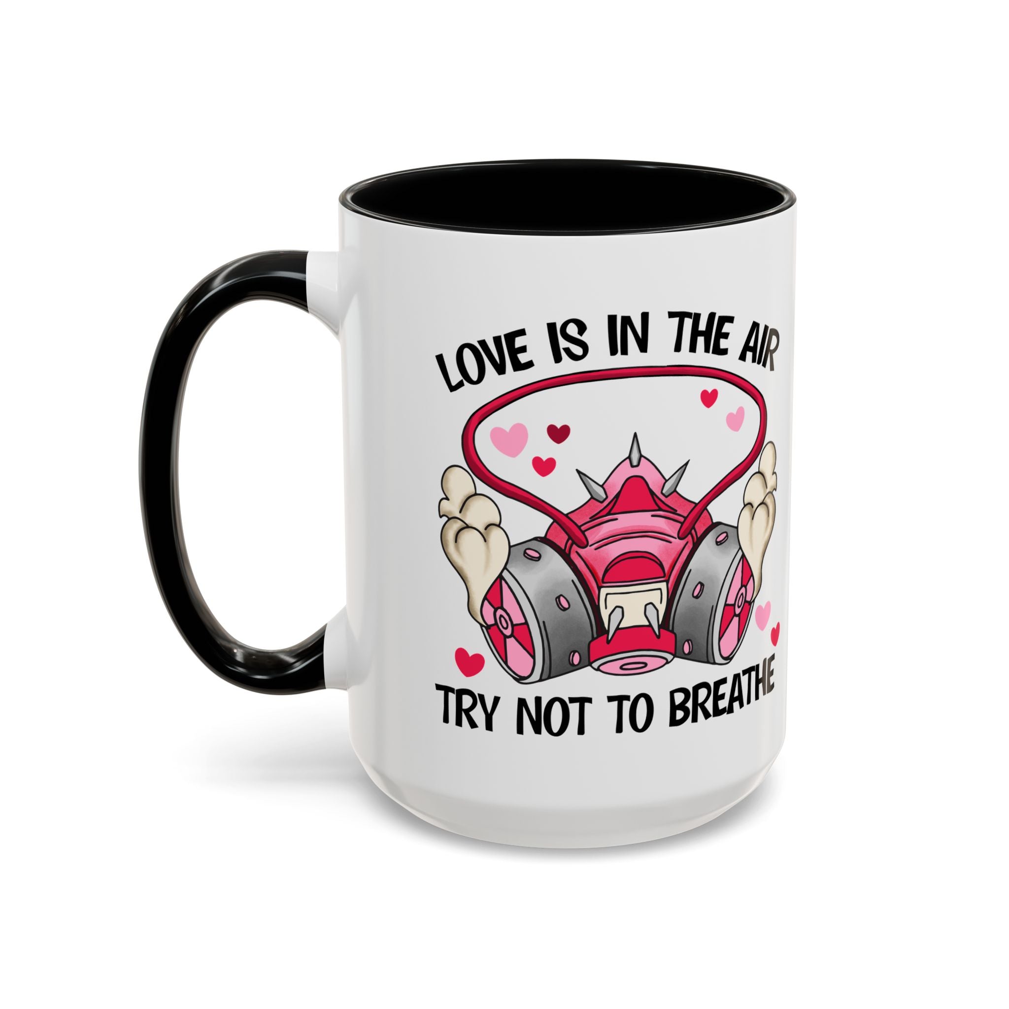 Love Is In The Air Gas Mask Coffee Mug — Funny anti Valentine Gift (11/15oz)