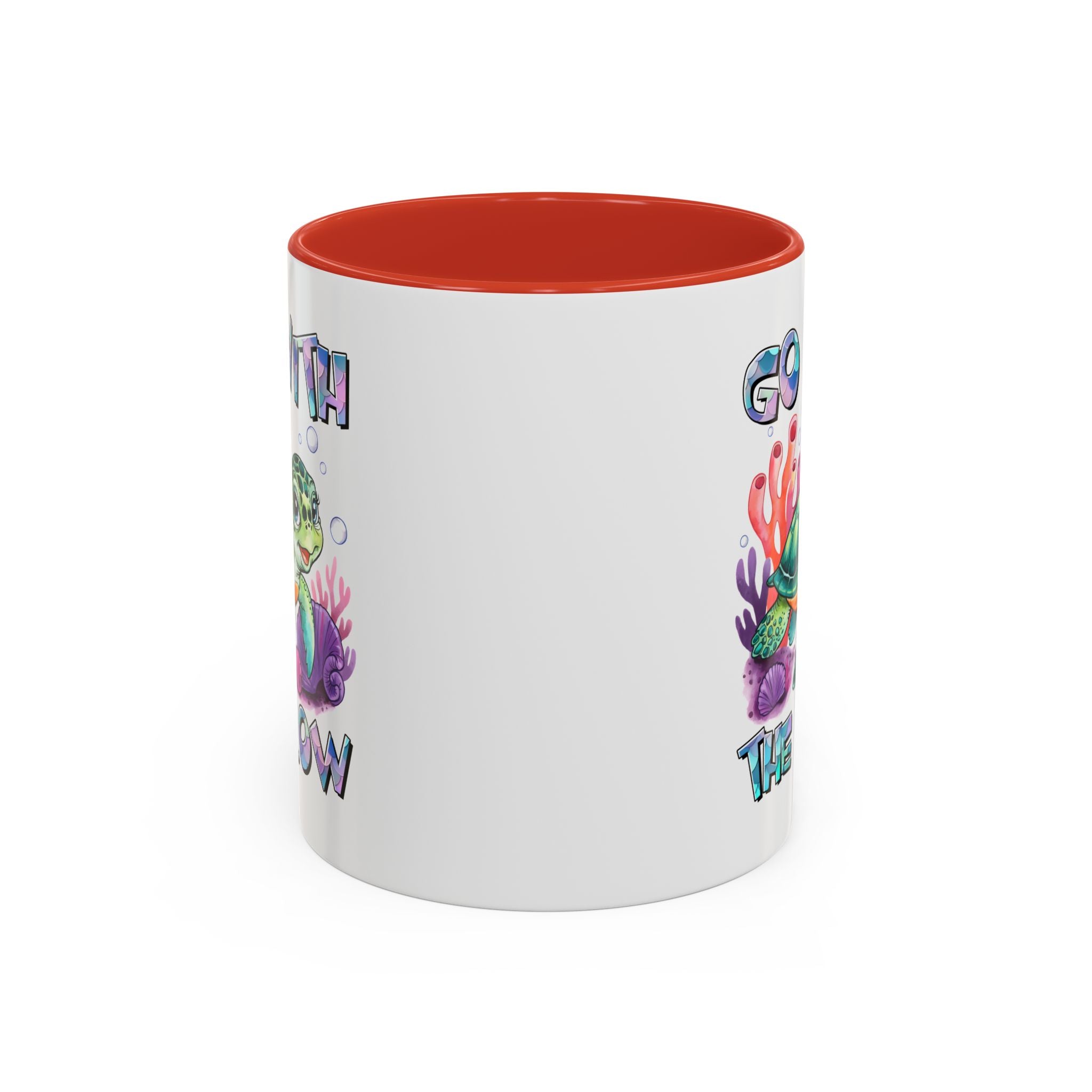 Ocean-Inspired Accent Coffee Mug - 'Go With The Flow' Design turtle