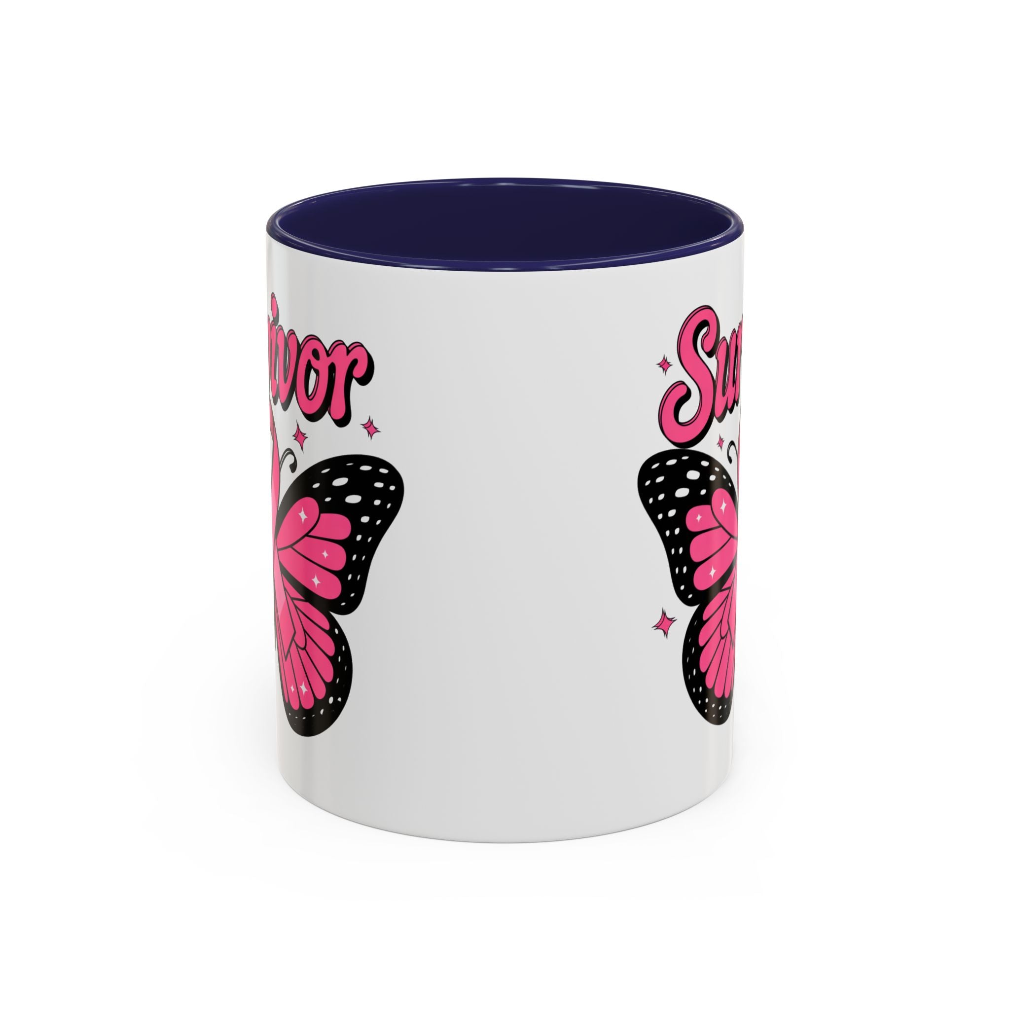 Survivor Butterfly Coffee Mug, Inspirational Gift, Pink Ribbon Mug, Breast Cancer Awareness, Empowerment Cup, Motivational Drinkware