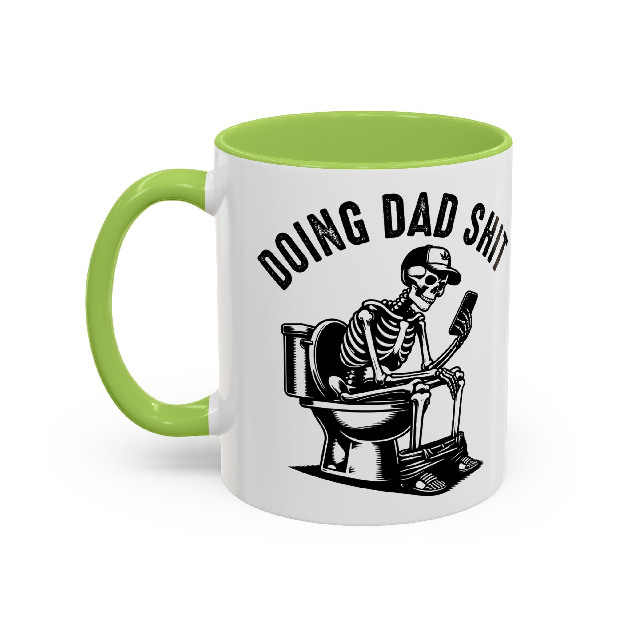 Doing Dad Shit Coffee Mug — Funny Skeleton Dad Toilet Humor Accent Mug