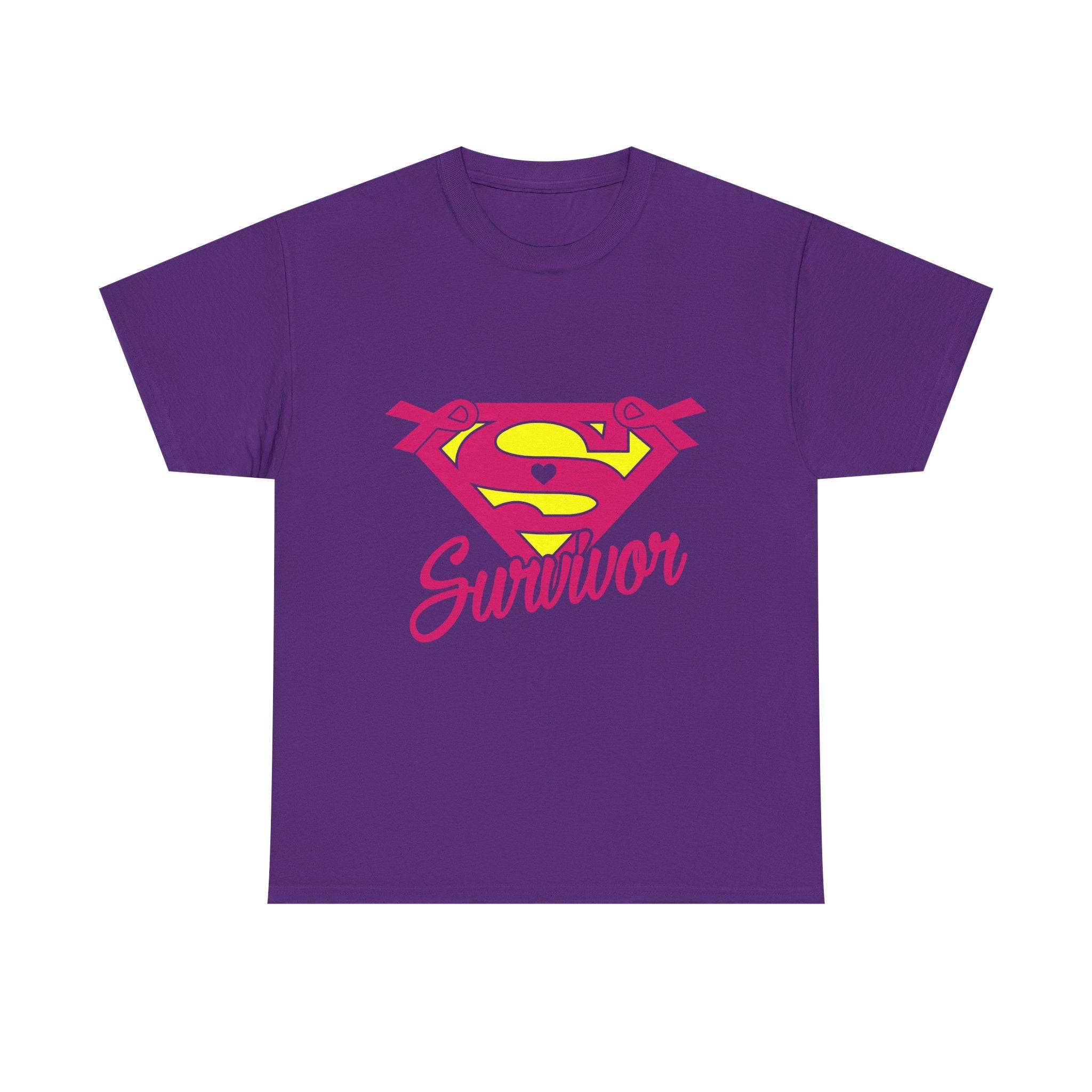 Super Survivor Unisex Heavy Cotton Tee, Support Cancer Awareness Shirt, Inspirational T-Shirt, Gift for Survivors, Motivational Apparel