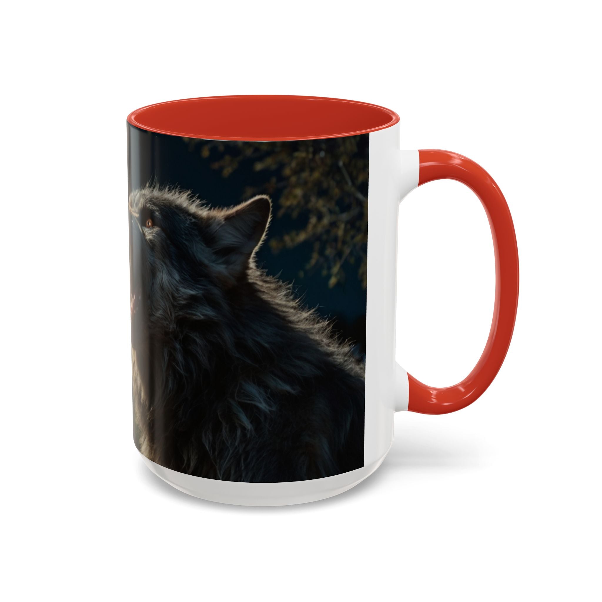 werewolf Howling Wolf Accent Coffee Mug – Gothic Cemetery Night Design (11/15oz) fantasy horror