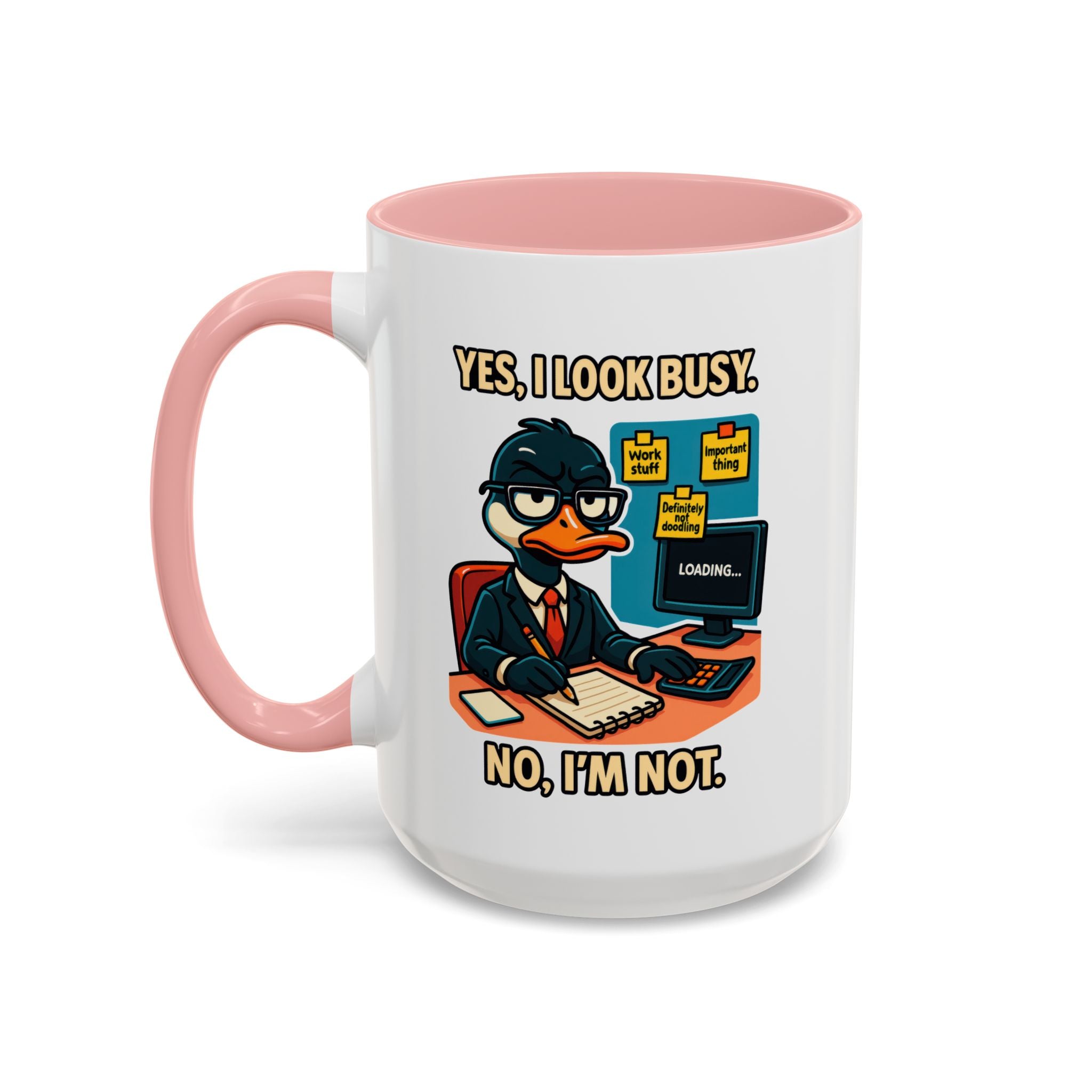 Busy Duck Coffee Mug, Humorous Office Mug, Cute Animal Mug Gift, Quirky Work Mug, Funny Gift for Coworkers