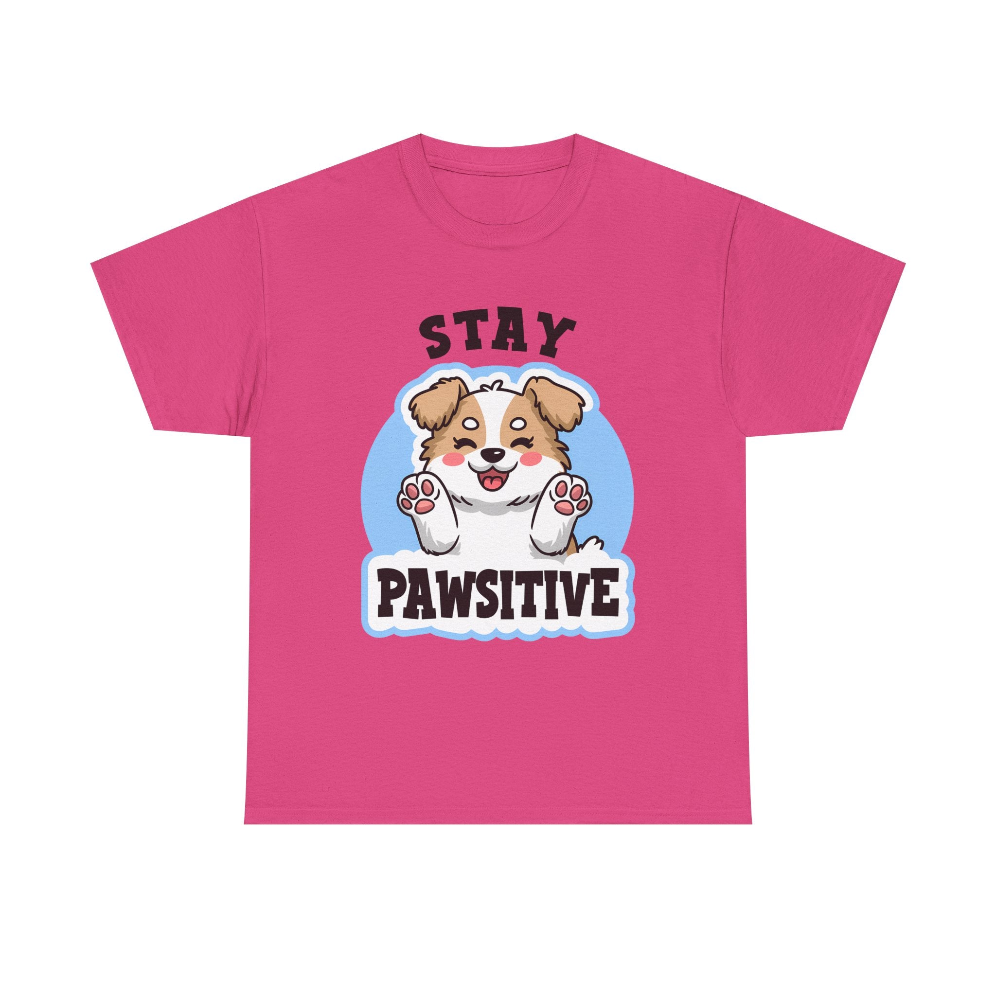 Stay Pawsitive Dog Lover Tee - Unisex Heavy Cotton T-Shirt funny humor