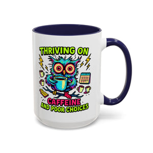 Thriving on Caffeine Mug | Funny Owl Coffee Cup | Gift for Coffee Lovers | Cute Kitchen Decor | Birthday, Holiday Gift