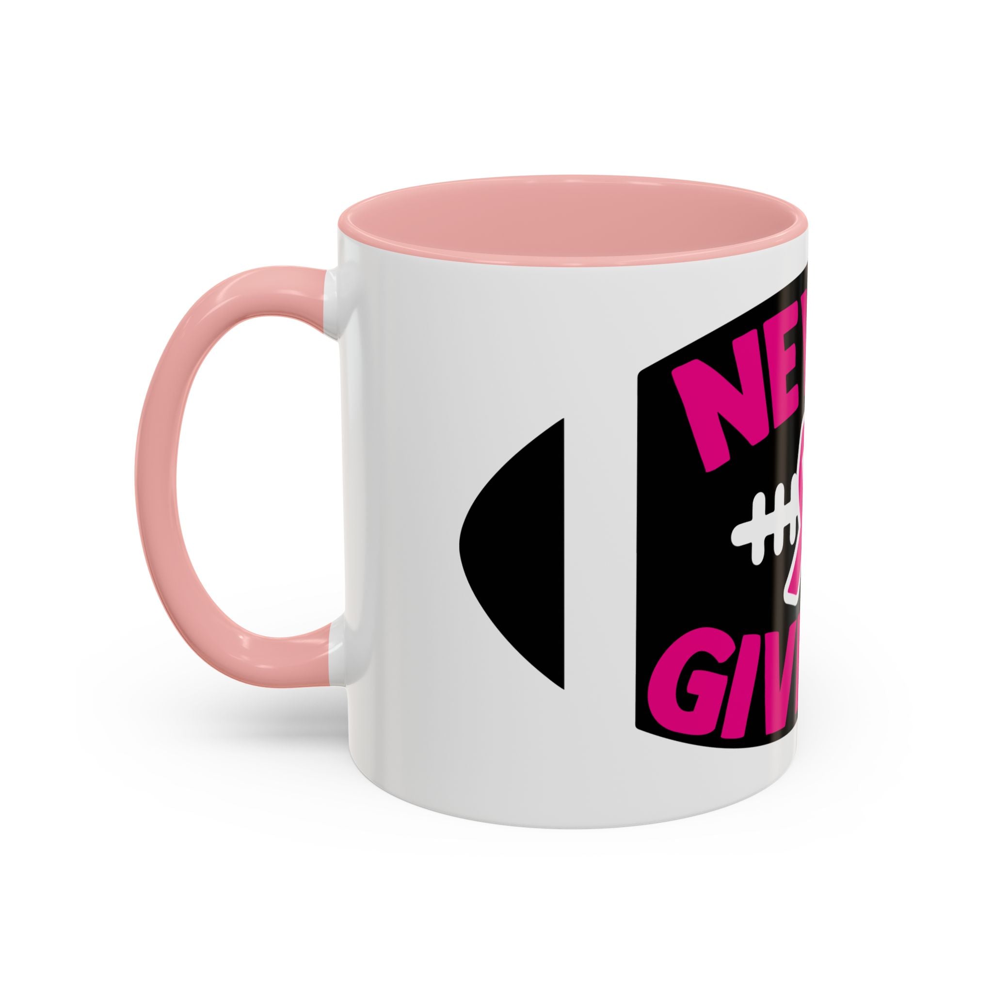 Inspirational Breast Cancer Awareness Coffee Mug - Never Give Up, Motivational Gift, Supportive Keepsake, Home or Office Decor