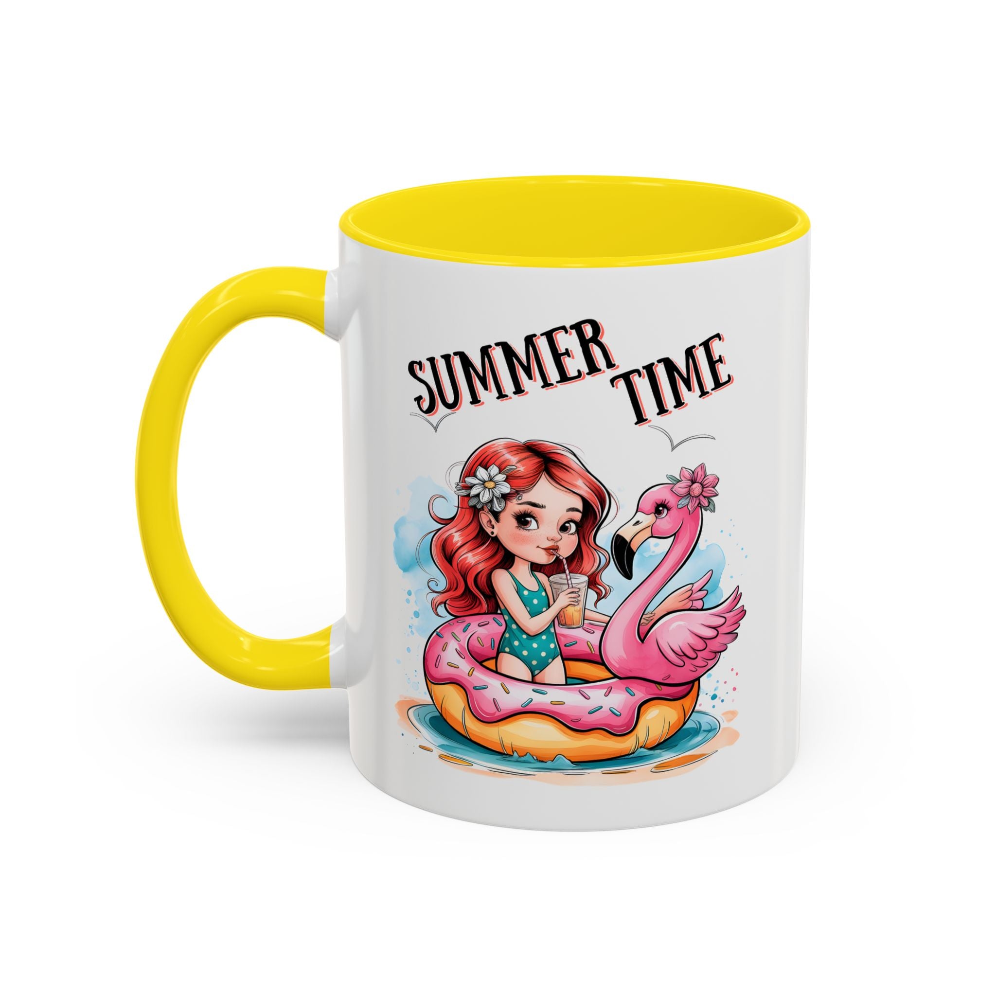Summer Time Accent Coffee Mug - 11oz & 15oz funny cute girl floating