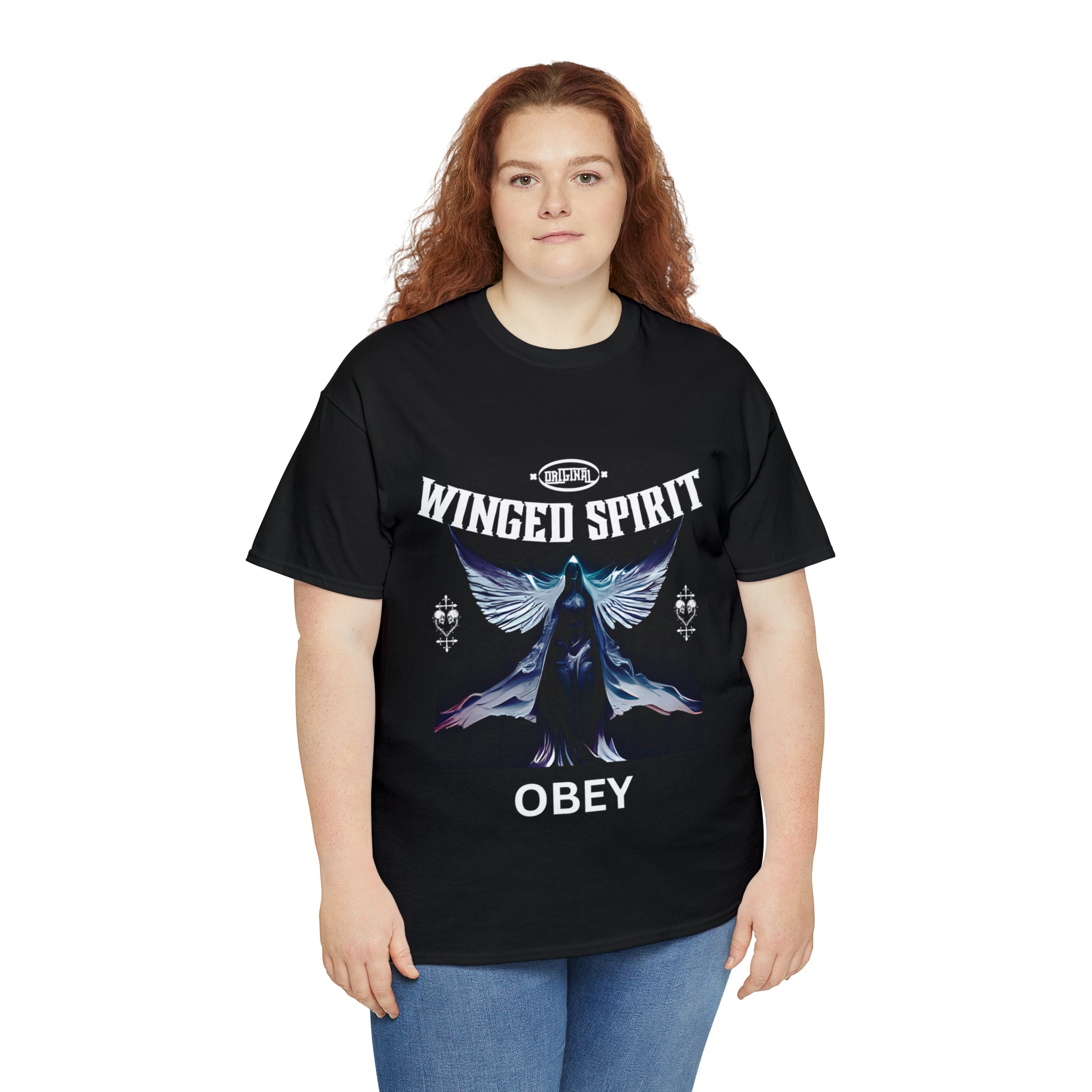 Obey winged spirit gothic Unisex Heavy Cotton Tee mens black