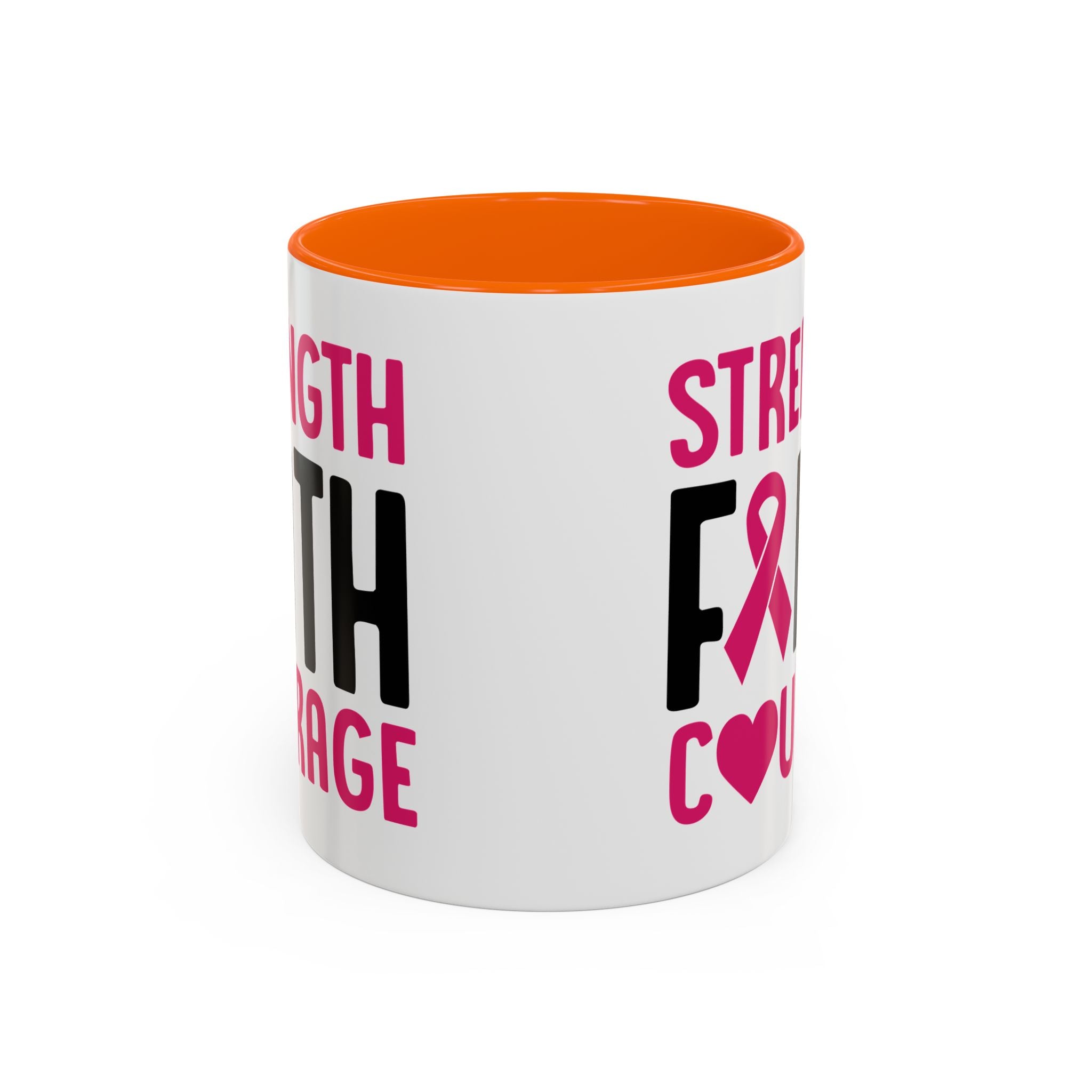 Inspirational Coffee Mug: Strength, Faith, Courage - Gift for Survivors, Awareness Events, Supportive Home Decor, Encouragement