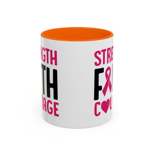 Inspirational Coffee Mug: Strength, Faith, Courage - Gift for Survivors, Awareness Events, Supportive Home Decor, Encouragement