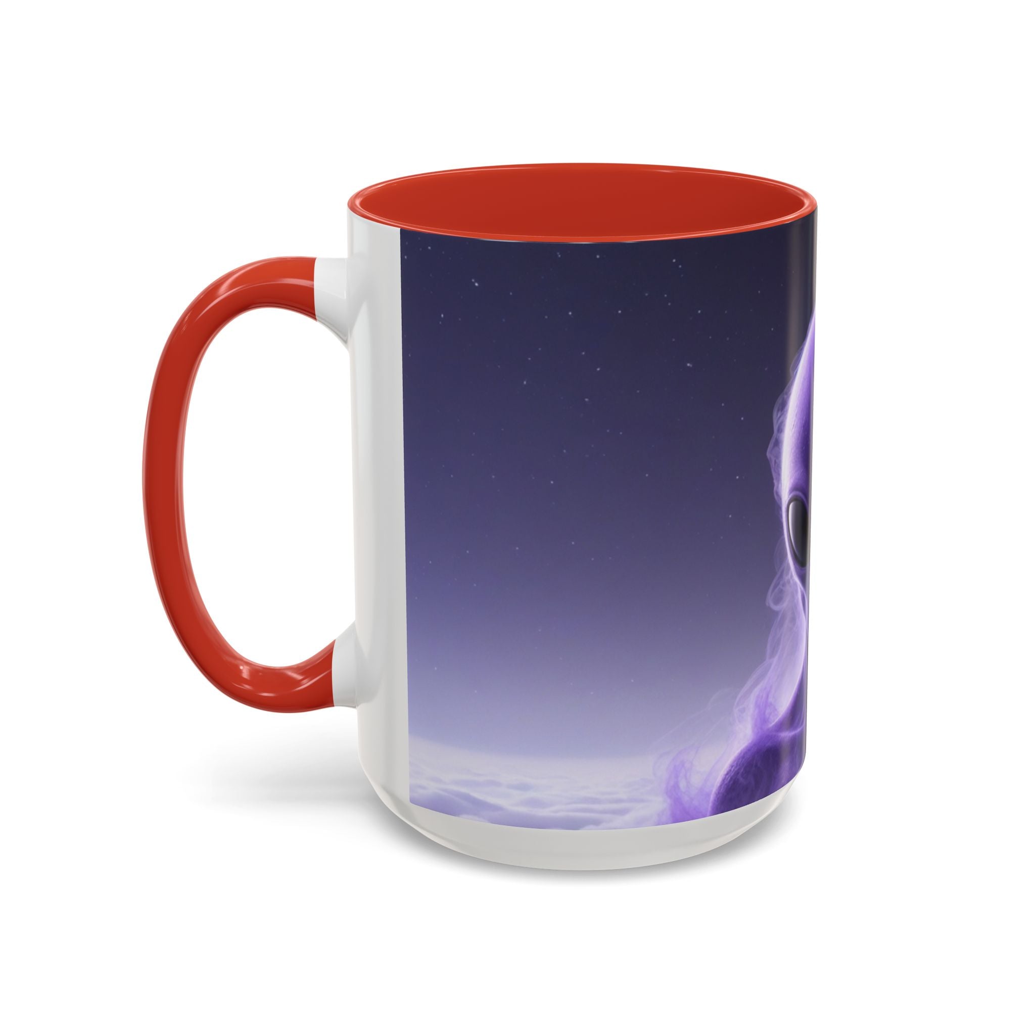 Alien Portrait Accent Coffee Mug — Purple Cosmic Extraterrestrial Art (11/15oz)