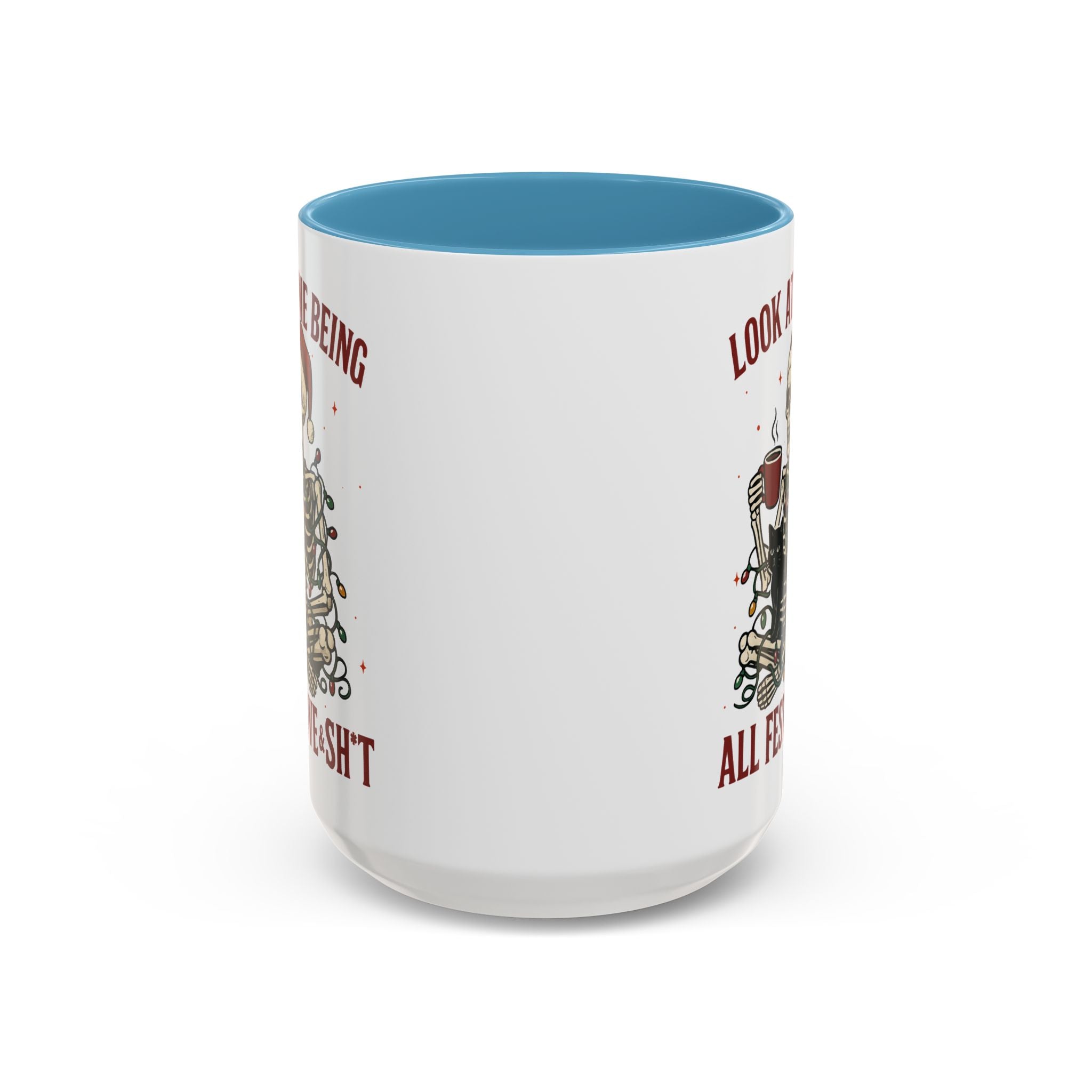 Festive Skeleton Christmas cheer winter Coffee Mug funny adult humor cup