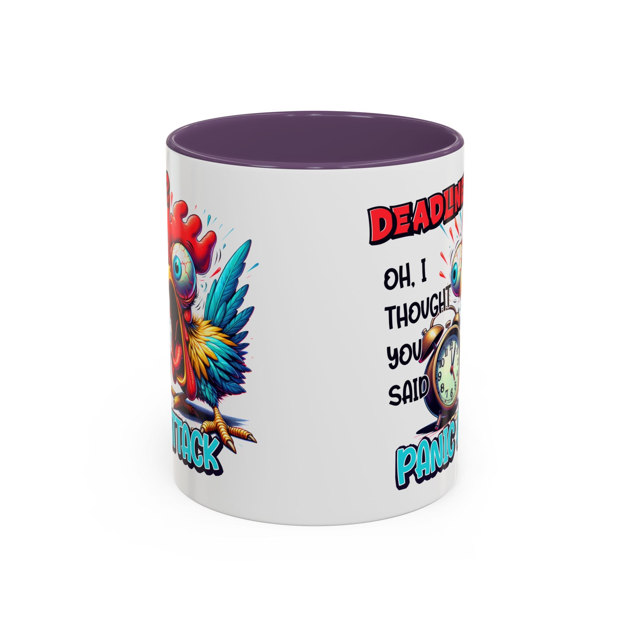 Funny Panic Attack Coffee Mug, Quirky Rooster Mug for Stress Relief, Gift for Teachers, Office Humor, Coworker Gift, Fun Coffee Cup