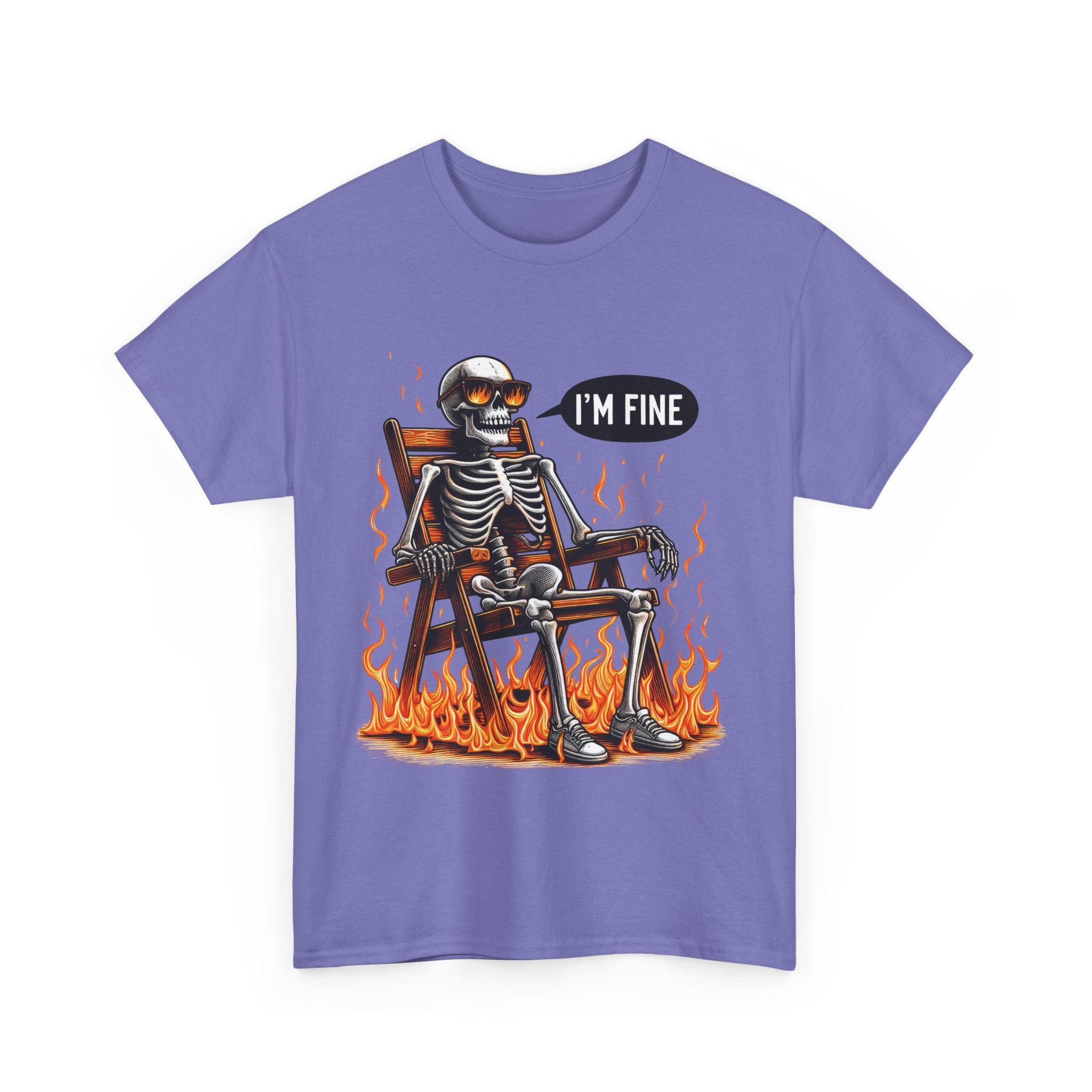 Funny Skeleton Tee - I'm Fine T-Shirt, Humor, Unisex Cotton Shirt, Halloween Gift, Casual Wear, Quirky Fashion