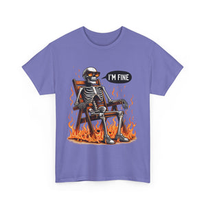 Funny Skeleton Tee - I'm Fine T-Shirt, Humor, Unisex Cotton Shirt, Halloween Gift, Casual Wear, Quirky Fashion