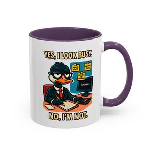 Busy Duck Coffee Mug, Humorous Office Mug, Cute Animal Mug Gift, Quirky Work Mug, Funny Gift for Coworkers