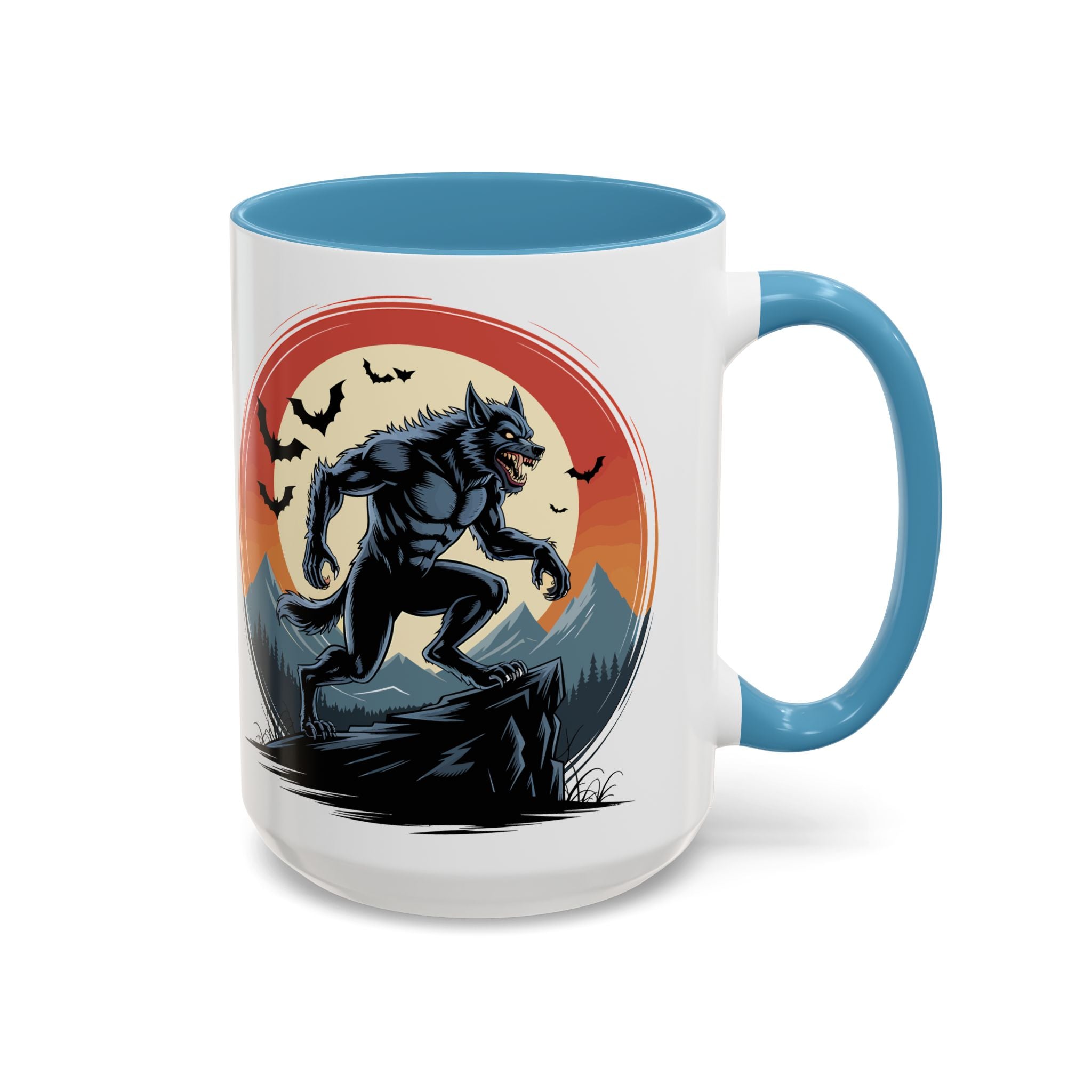 Werewolf Sunset Coffee Mug — Halloween Creature Ceramic Accent Mug (11/15oz) fantasy horror art