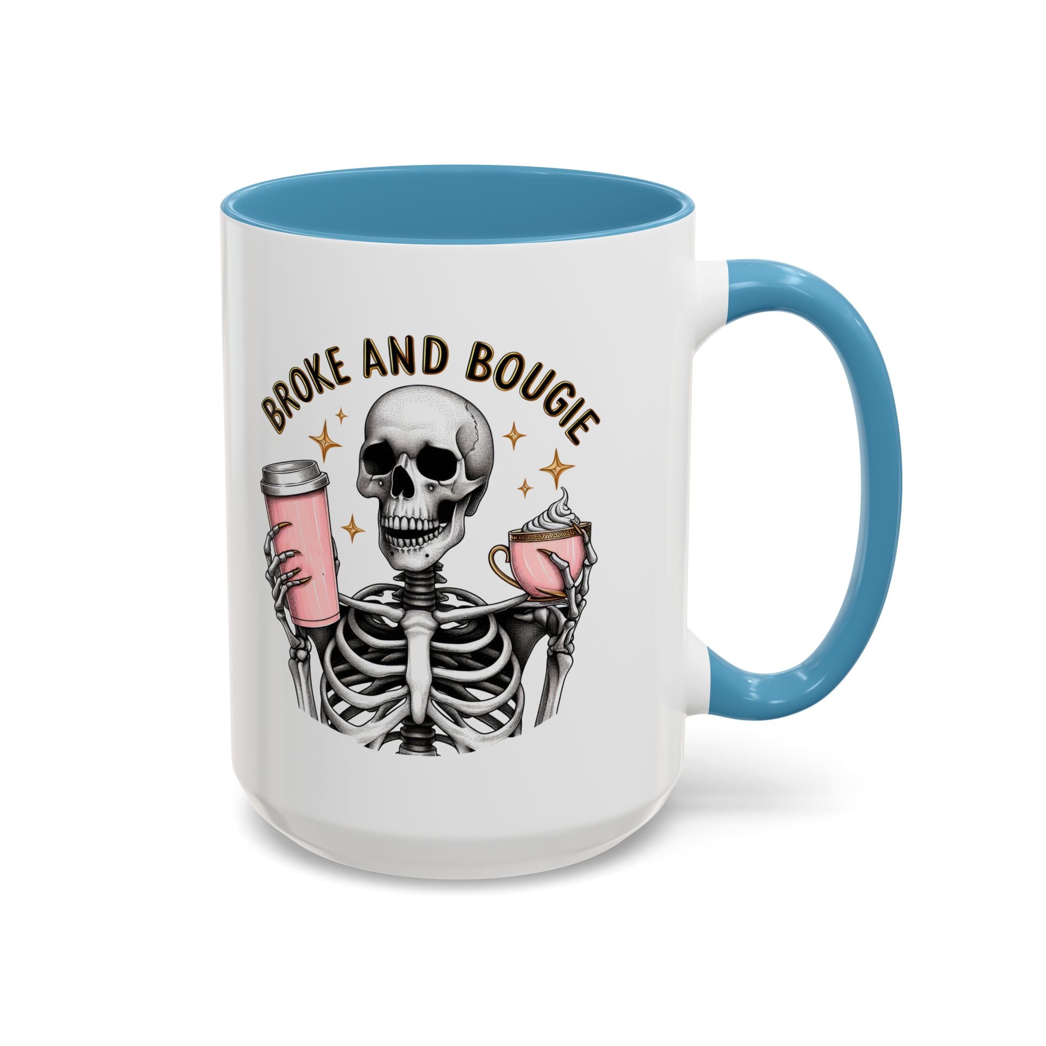 Broke and Bougie Coffee Mug, Skeleton Mug, Halloween Mug, Unique Gift for Coffee Lovers, Spooky Decor