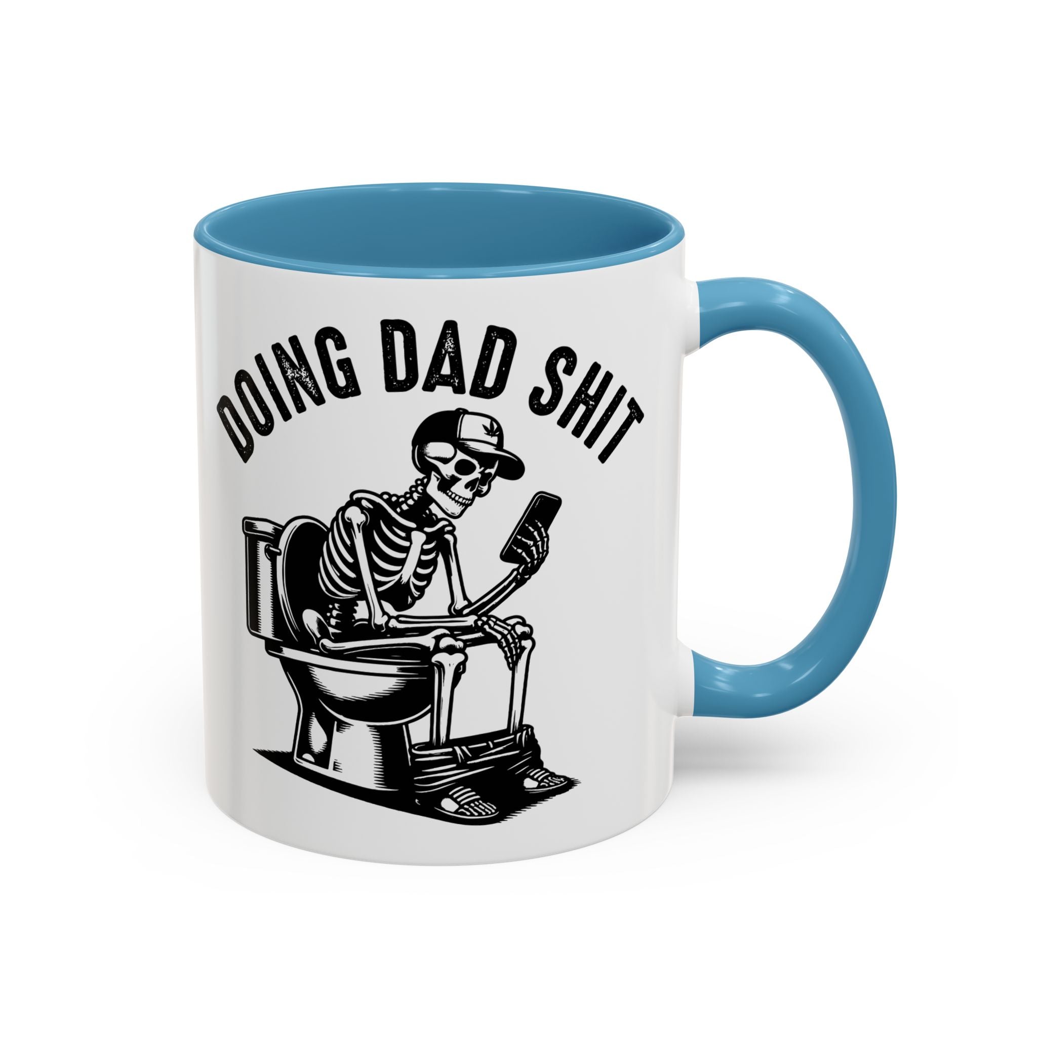 Doing Dad Shit Coffee Mug — Funny Skeleton Dad Toilet Humor Accent Mug
