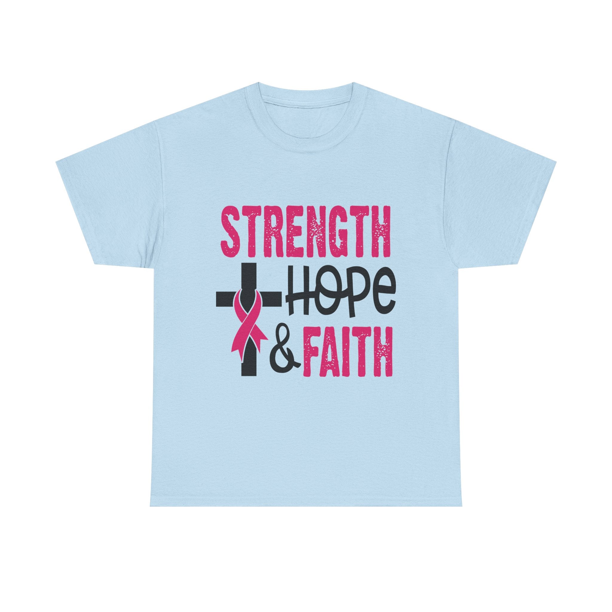 Unisex Cotton Tee - Strength, Hope & Faith, Inspirational Shirt, Breast Cancer Awareness Tee, Faith-Based Apparel, Motivational Gift